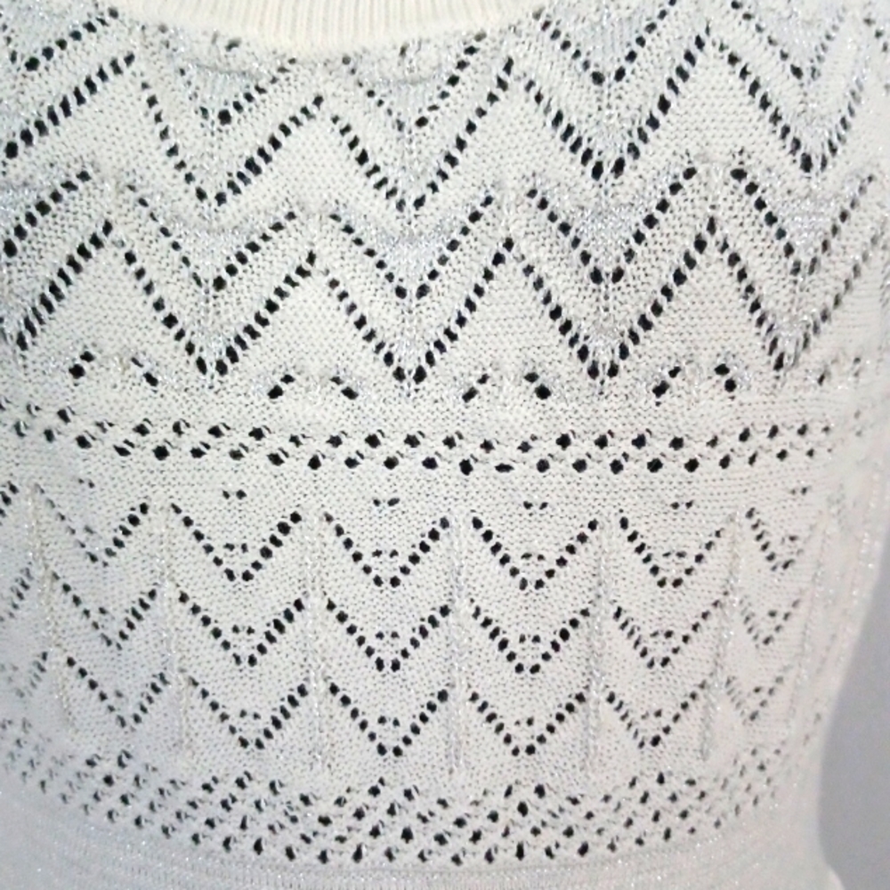 American Eagle Outfitters white and silver knit eyelet dress - Picture 3 of 10
